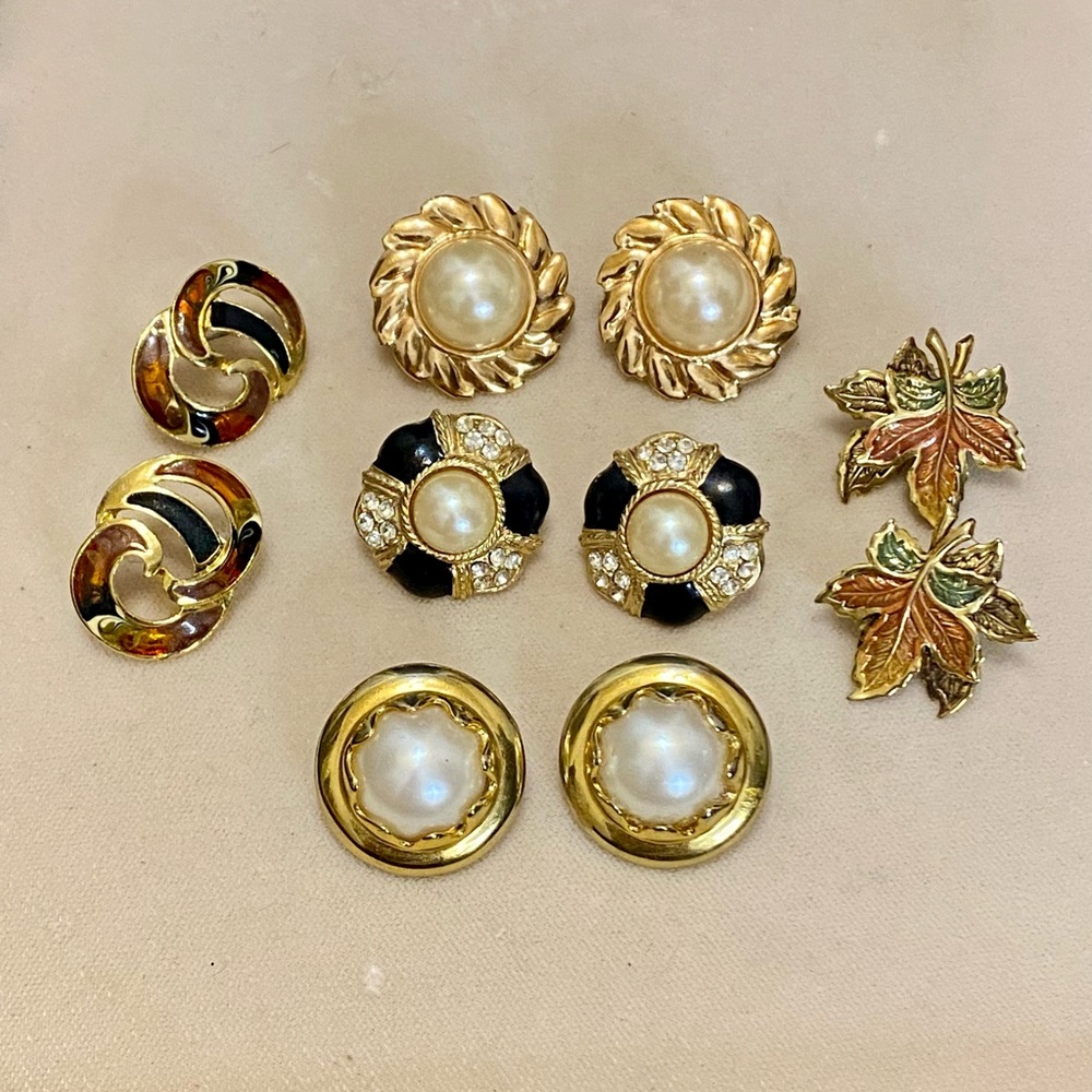 Vintage Gold Tone Earrings Lot